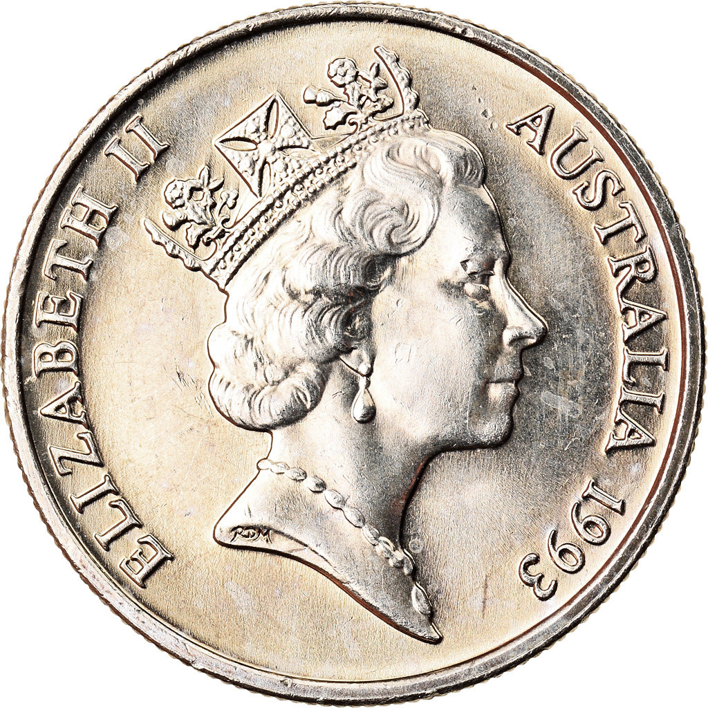 Moneda, Australia, Elizabeth II, 5 Cents, 1993, Melbourne, MBC+, Cobre -