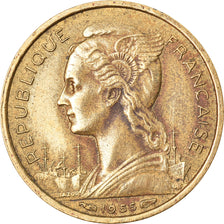 Coin, Réunion, 10 Francs, 1955, EF(40-45), Aluminum-Bronze, KM:10