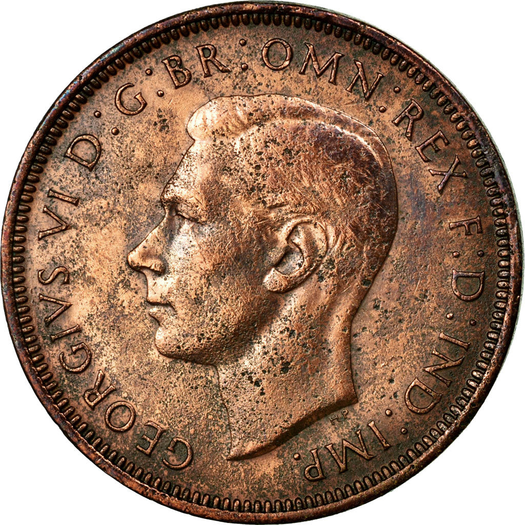 Coin, Great Britain, George VI, 1/2 Penny, 1945, AU(50-53), Bronze, KM:844