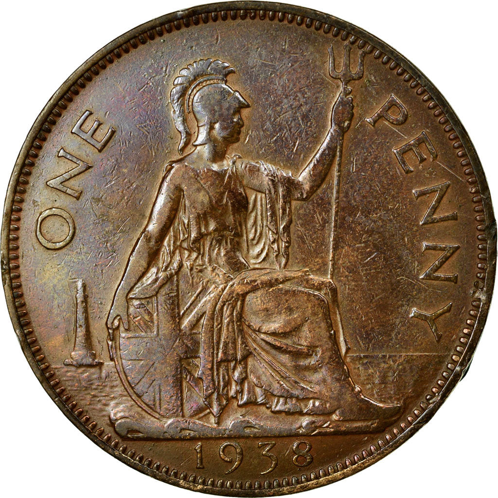 Moneta, Gran Bretagna, George VI, Penny, 1938, BB+, Bronzo, KM:845
