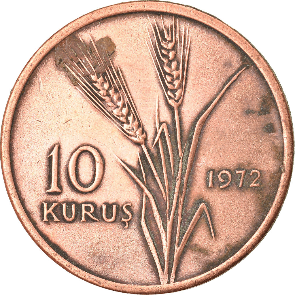 Moneta, Turcja, 10 Kurus, 1972, VF(30-35), Bronze, KM:891.2