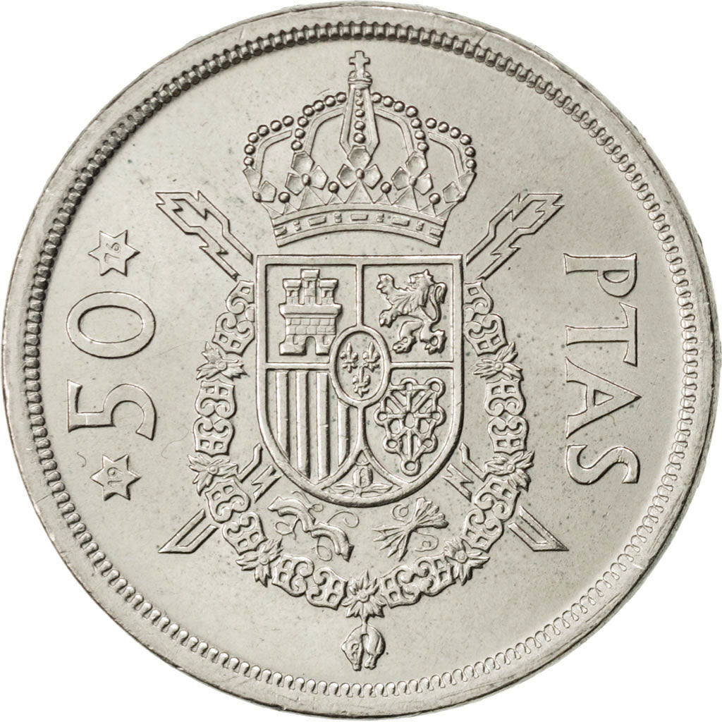 Spagna, Juan Carlos I, 50 Pesetas, 1975, SPL, Rame-nichel, KM:809