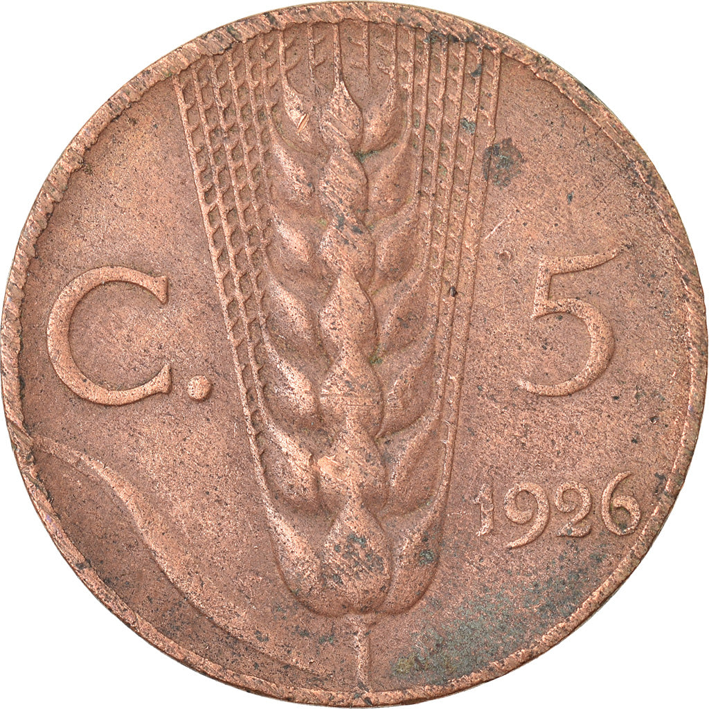 Moneta, Italia, Vittorio Emanuele III, 5 Centesimi, 1926, Rome, MB+, Bronzo