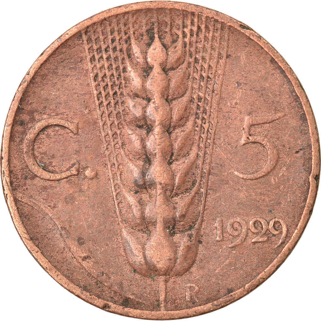 Coin, Italy, Vittorio Emanuele III, 5 Centesimi, 1929, Rome, VF(30-35), Bronze