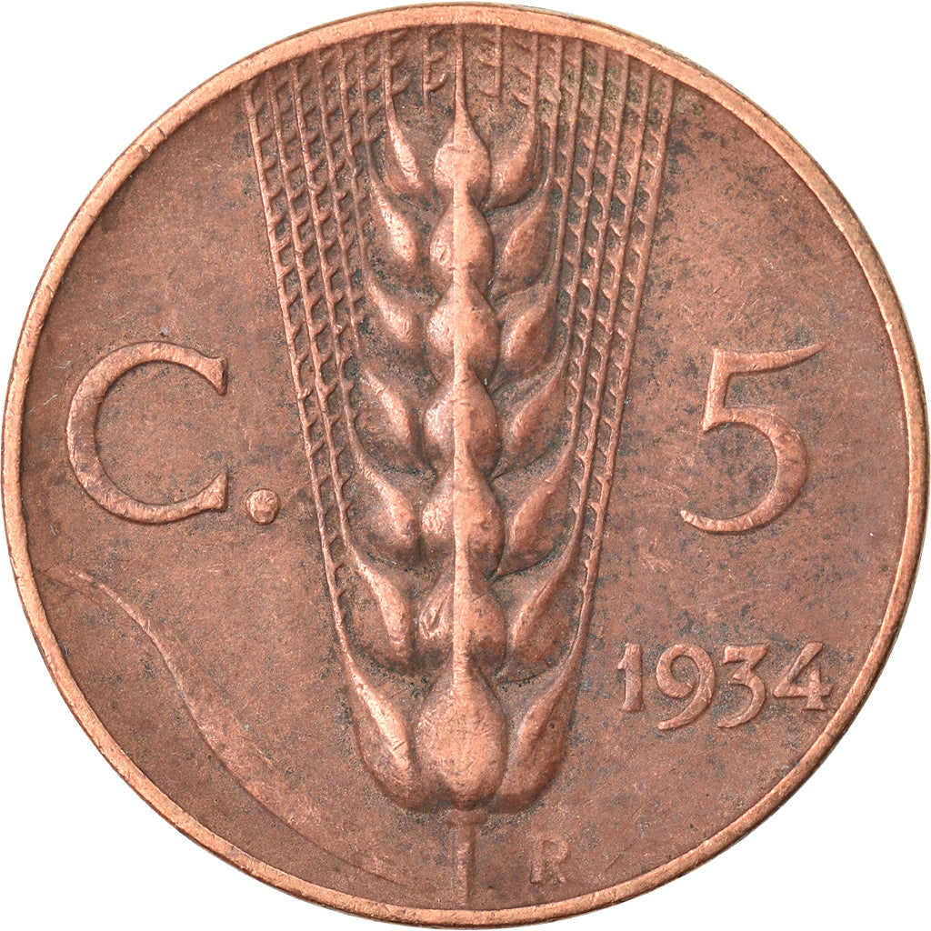 Moneta, Italia, Vittorio Emanuele III, 5 Centesimi, 1934, Rome, BB, Bronzo