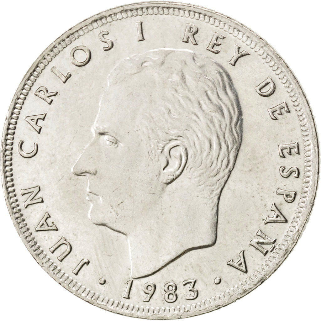 SPAIN, 25 Pesetas, 1983, KM #824, MS(60-62), Copper-Nickel, 26.5, 8.51