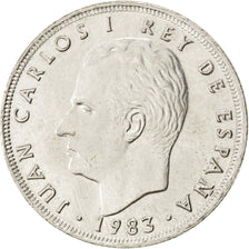 SPAIN, 25 Pesetas, 1983, KM #824, MS(60-62), Copper-Nickel, 26.5, 8.51