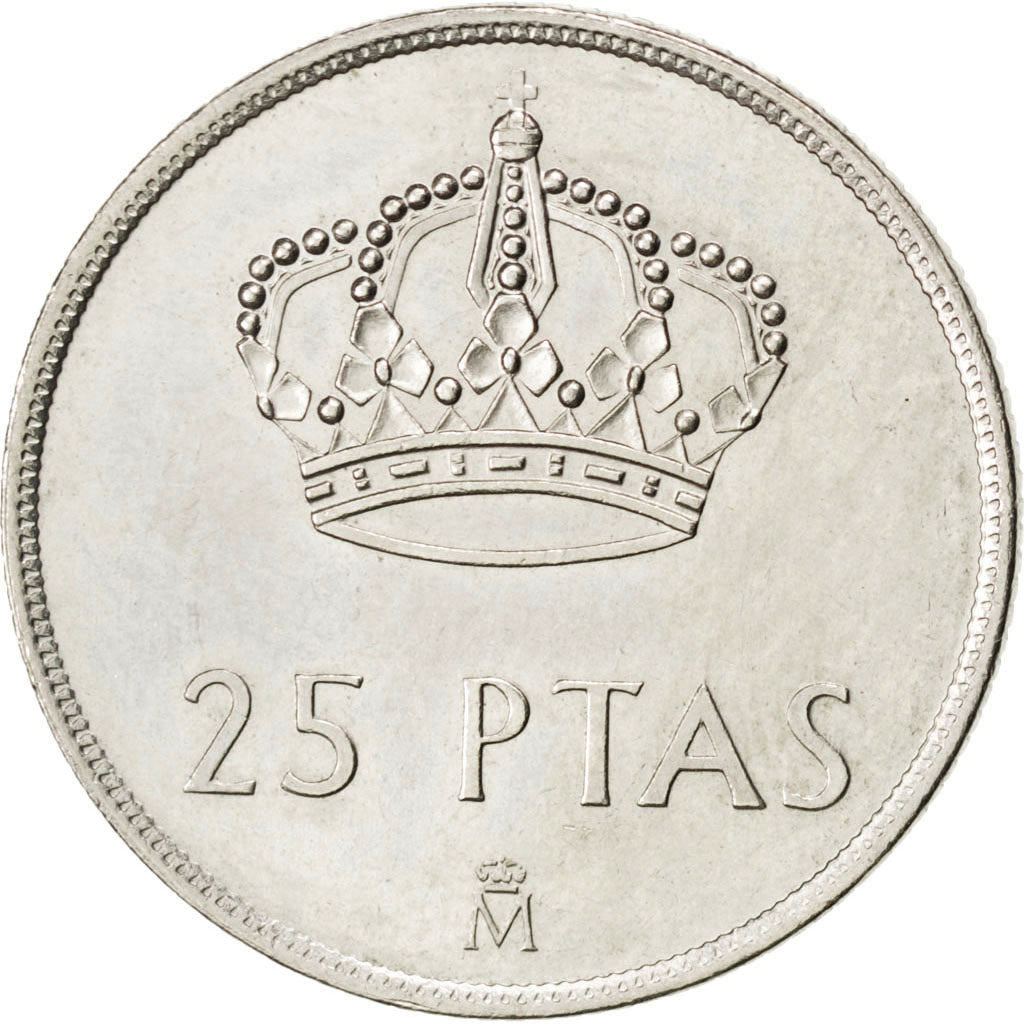 SPAIN, 25 Pesetas, 1983, KM #824, MS(60-62), Copper-Nickel, 26.5, 8.51