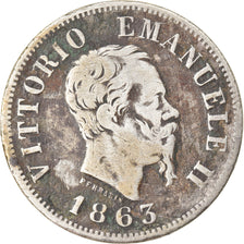 Coin, Italy, Vittorio Emanuele II, 50 Centesimi, 1863, Milan, VF(30-35), Silver