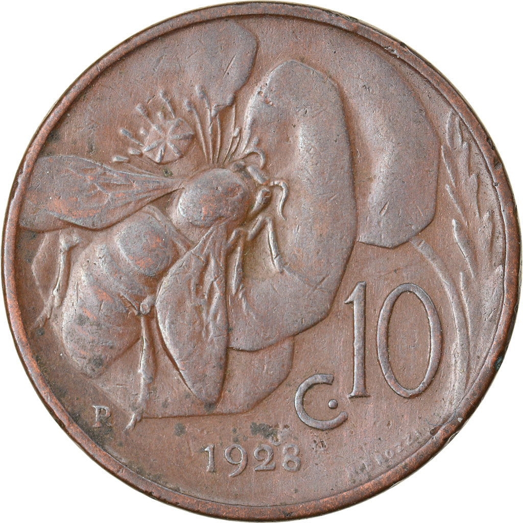 Coin, Italy, Vittorio Emanuele III, 10 Centesimi, 1928, Rome, EF(40-45), Bronze