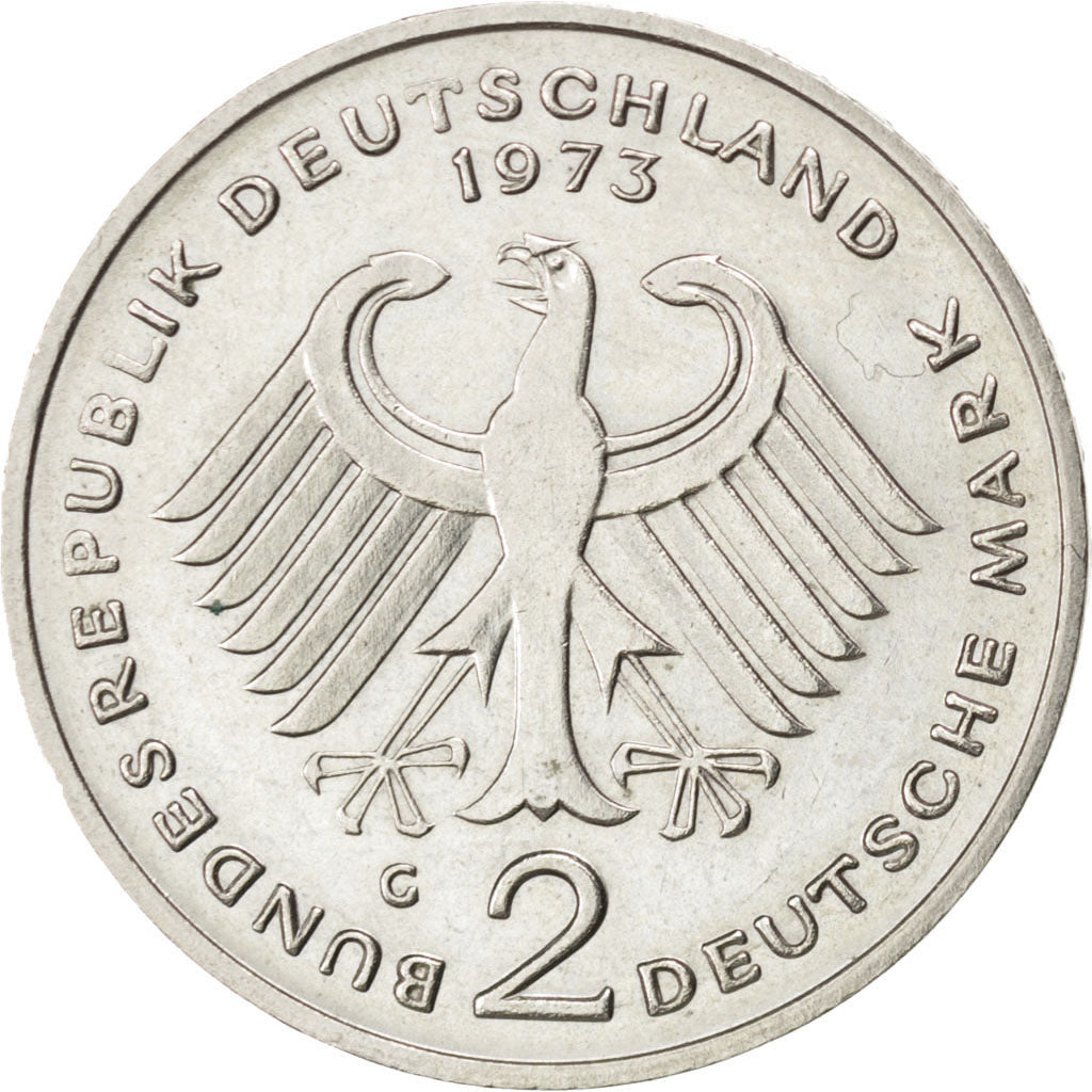 Coin, GERMANY - FEDERAL REPUBLIC, 2 Mark, 1973, Karlsruhe, MS(60-62)