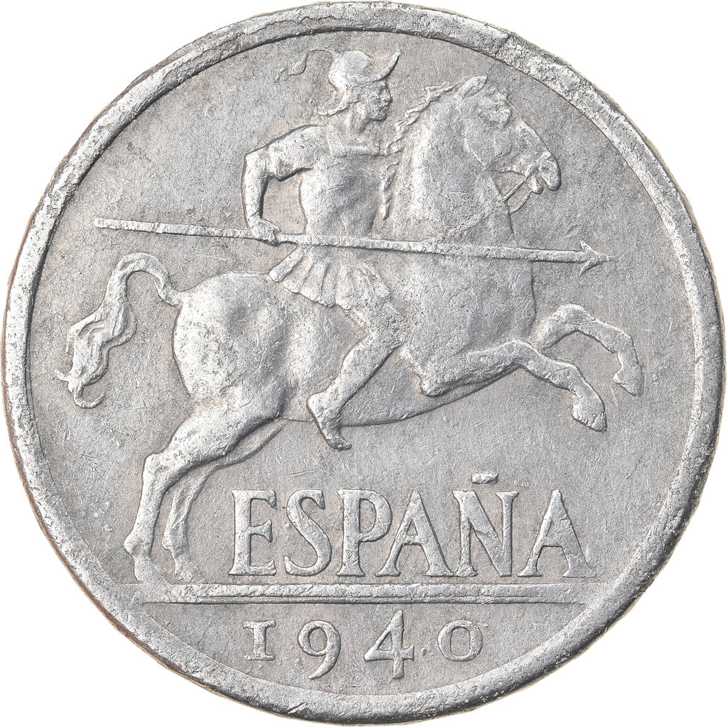 Coin, Spain, 10 Centimos, 1940, EF(40-45), Aluminum, KM:766