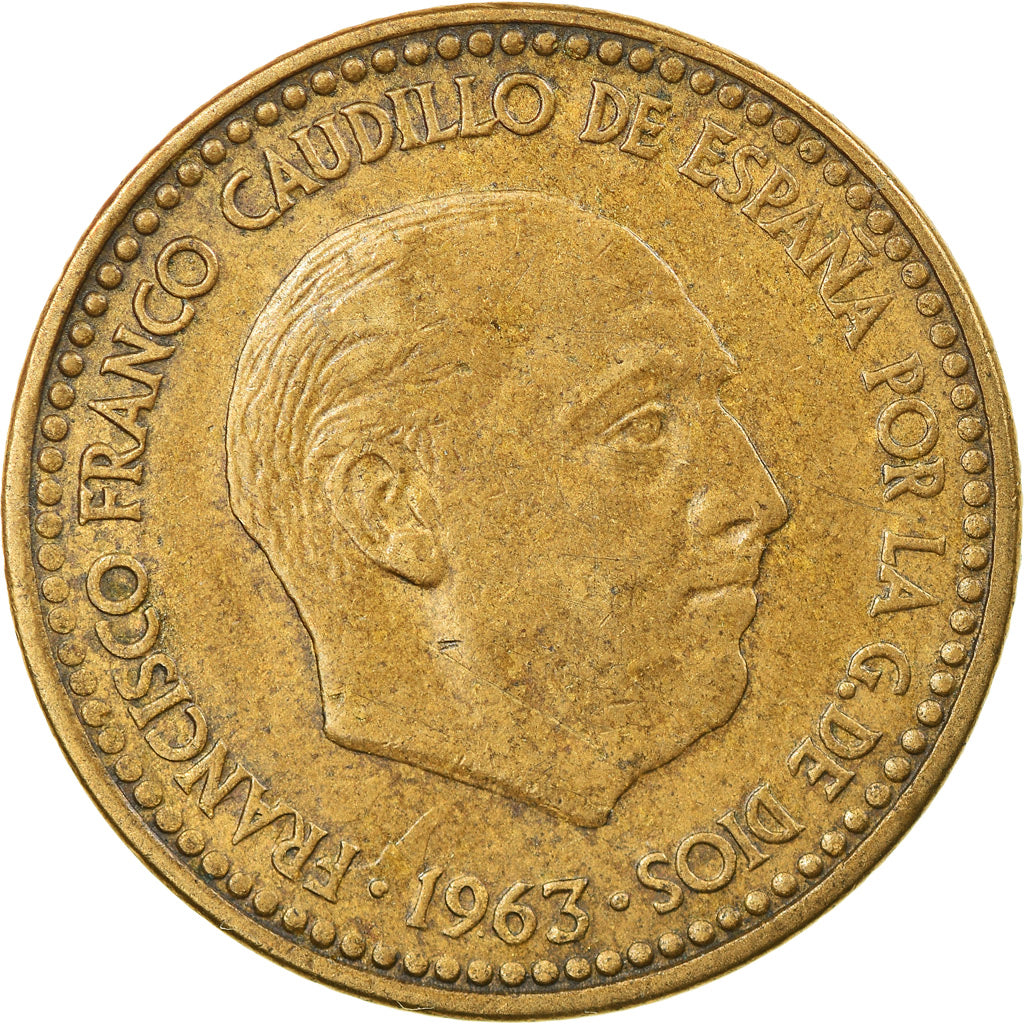 Coin, Spain, Francisco Franco, caudillo, Peseta, 1967, VF(30-35)