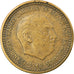 Munten, Spanje, Francisco Franco, caudillo, Peseta, 1953, FR+, Aluminum-Bronze