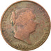 Coin, Spain, Isabel II, 25 Centimos, 1859, Segovia, VF(30-35), Copper, KM:615.2
