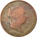 Coin, Spain, Isabel II, 25 Centimos, 1859, Segovia, VF(30-35), Copper, KM:615.2