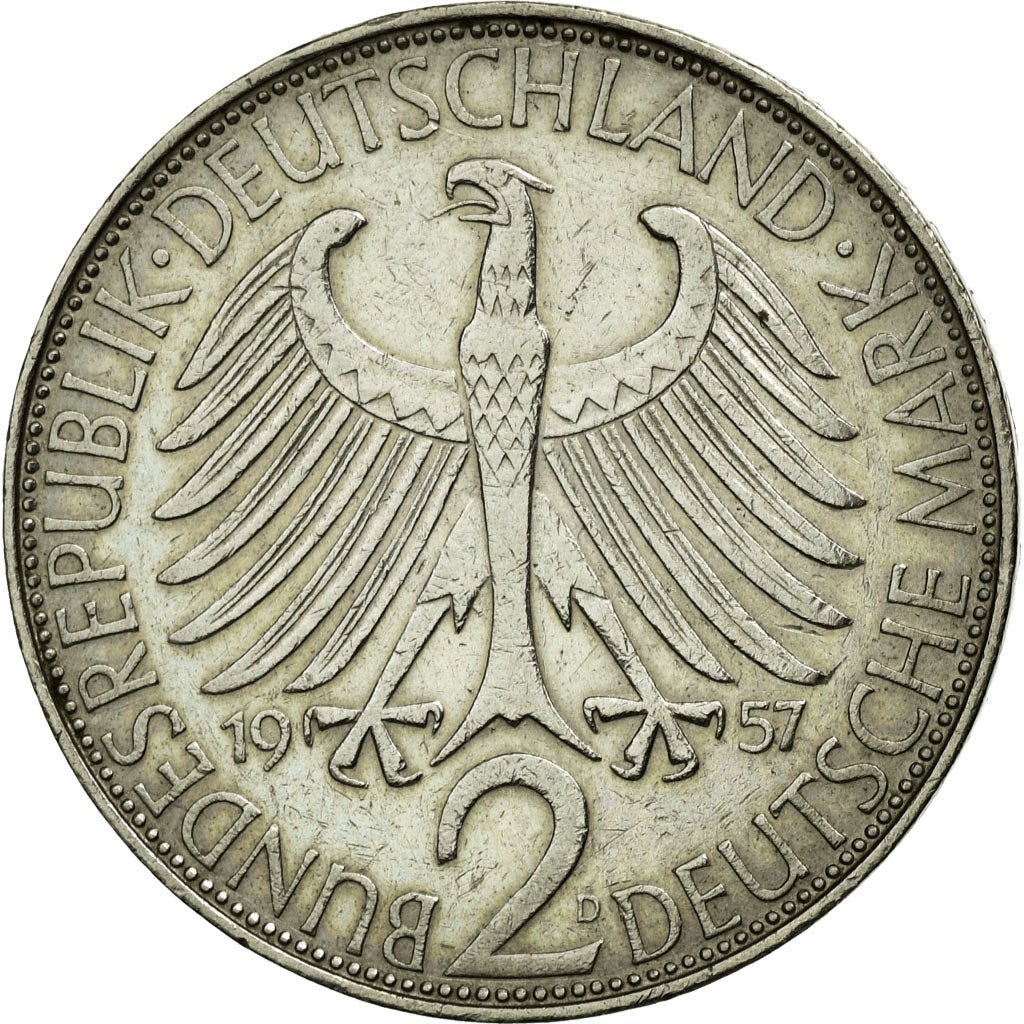 Coin, GERMANY - FEDERAL REPUBLIC, 2 Mark, 1957, Munich, AU(50-53)