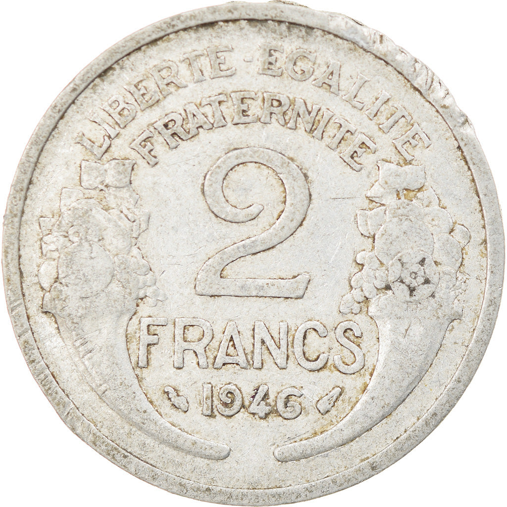 Munten, Frankrijk, Morlon, 2 Francs, 1946, Paris, FR+, Aluminium, KM:886a.1