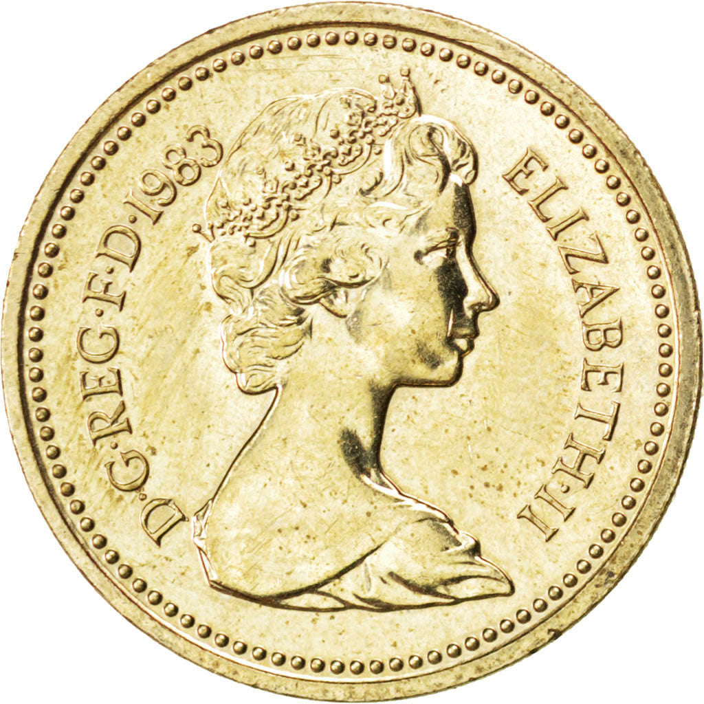 GREAT BRITAIN, Pound, 1983, KM #933, AU(55-58), Nickel-Brass, 22.5, 9.64