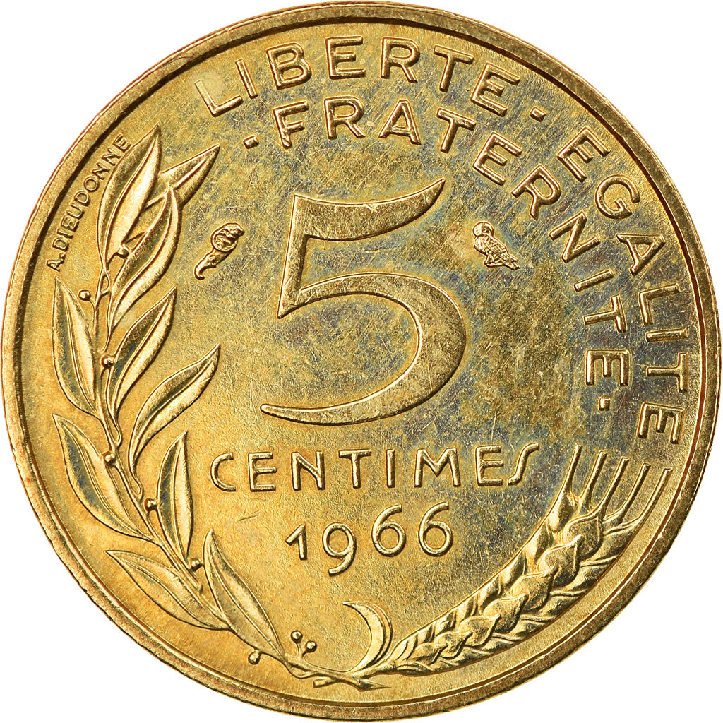 Coin, France, Marianne, 5 Centimes, 1966, Paris, AU(50-53), Aluminum-Bronze