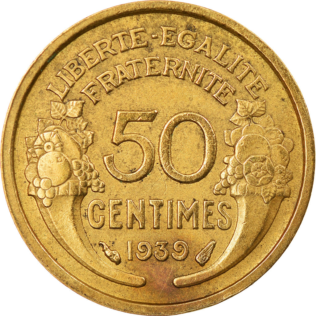 Coin, France, Morlon, 50 Centimes, 1939, Paris, EF(40-45), Aluminum-Bronze
