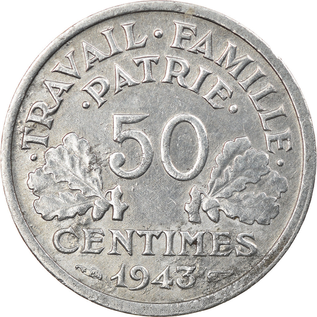 Coin, France, Bazor, 50 Centimes, 1943, Paris, EF(40-45), Aluminum, KM:914.4