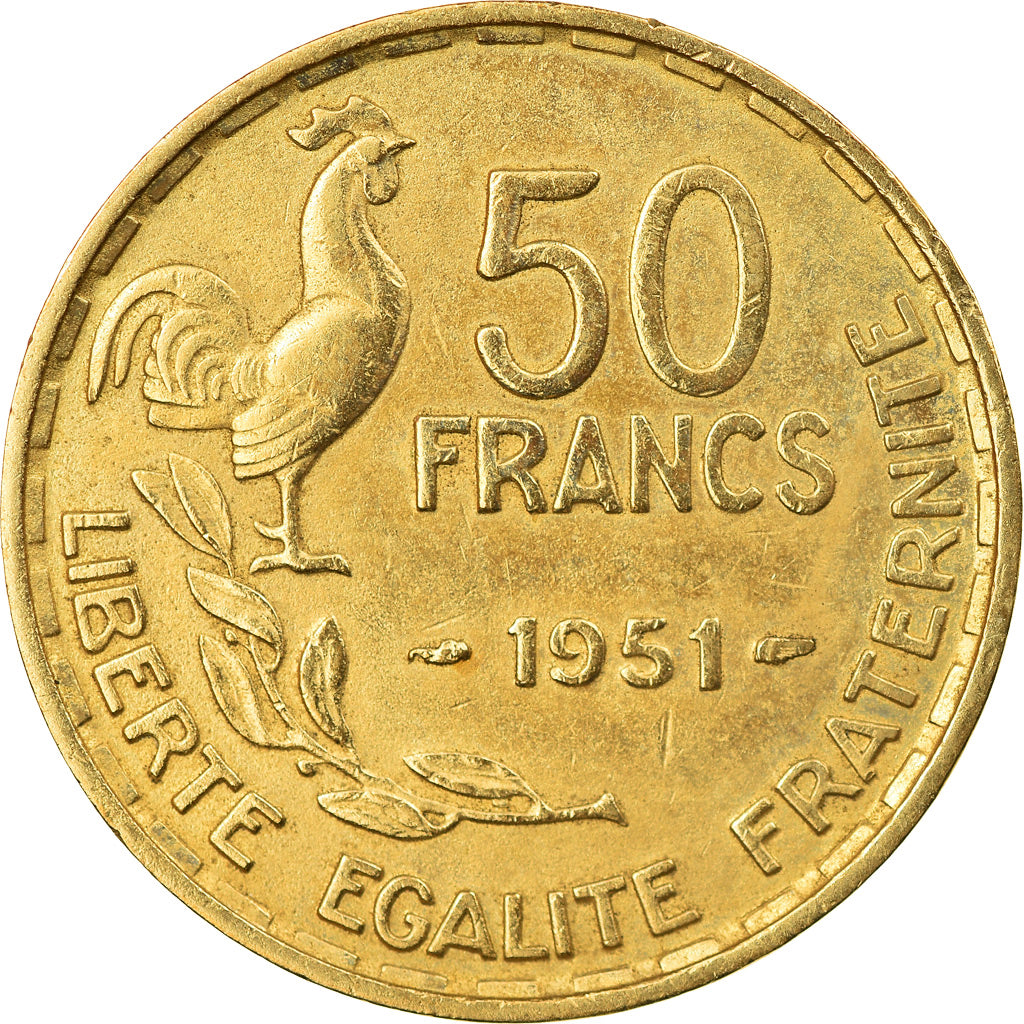 Moneta, Francja, Guiraud, 50 Francs, 1951, Paris, AU(50-53), Aluminium-Brąz