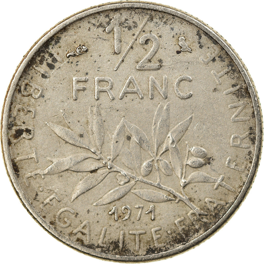 Moneta, Francja, Semeuse, 1/2 Franc, 1971, Paris, VF(30-35), Nikiel, KM:931.1