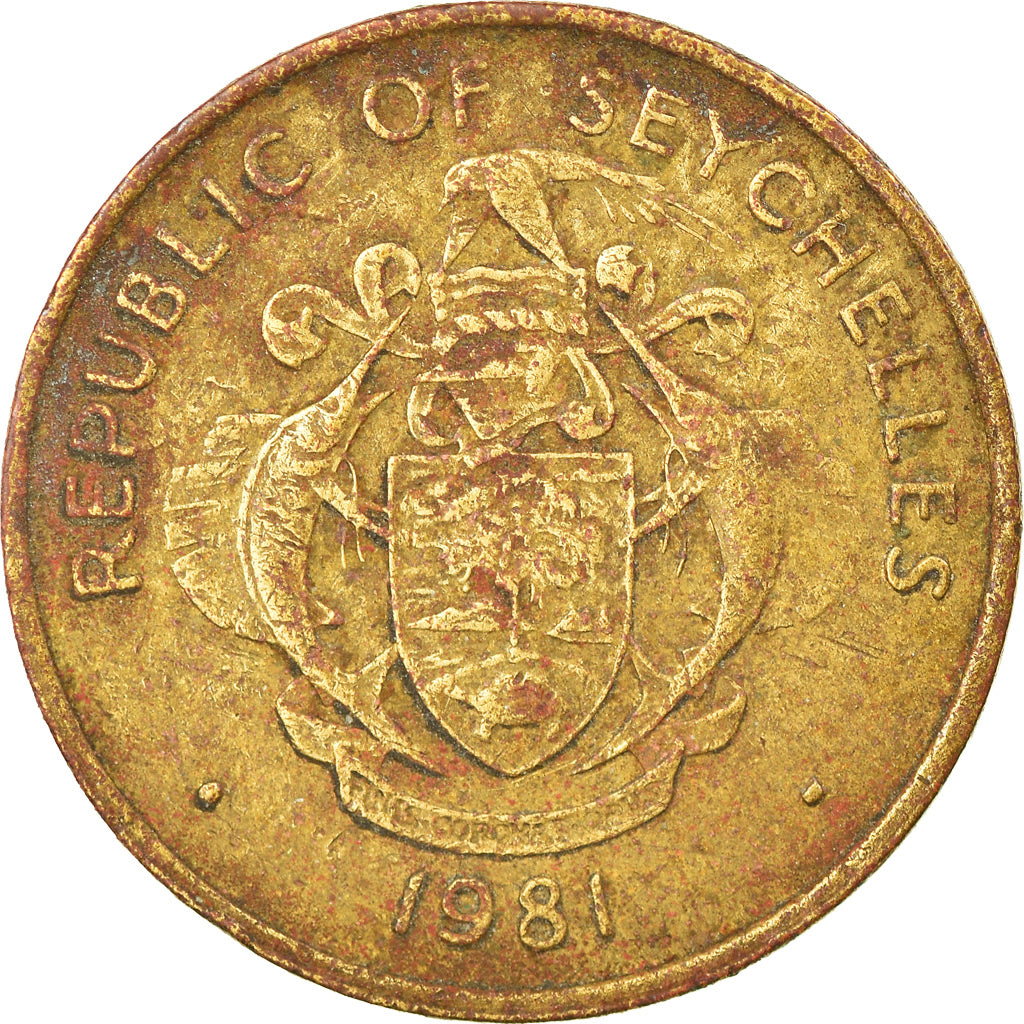 Coin, Seychelles, 5 Cents, 1981, British Royal Mint, VF(30-35), Brass, KM:43