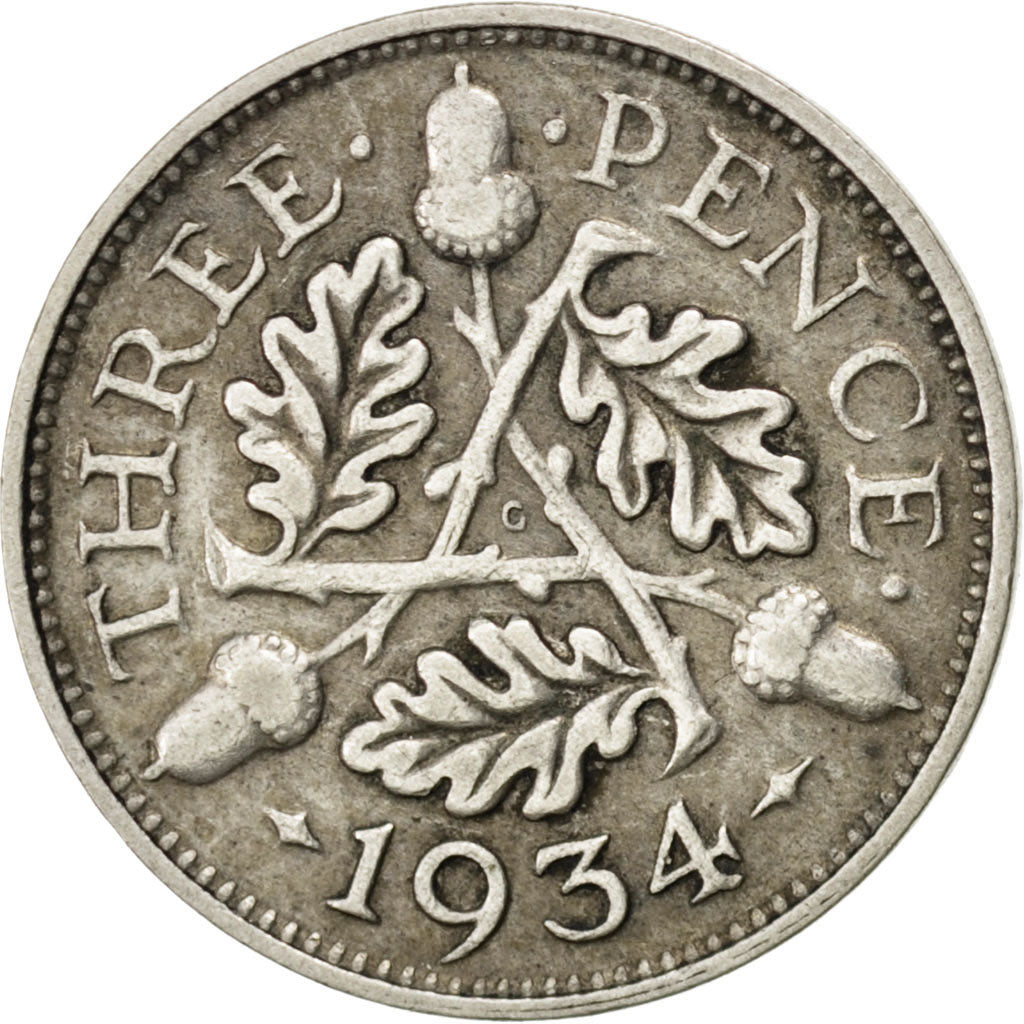 GREAT BRITAIN, 3 Pence, 1934, KM #831, EF(40-45), Silver, 16, 1.39