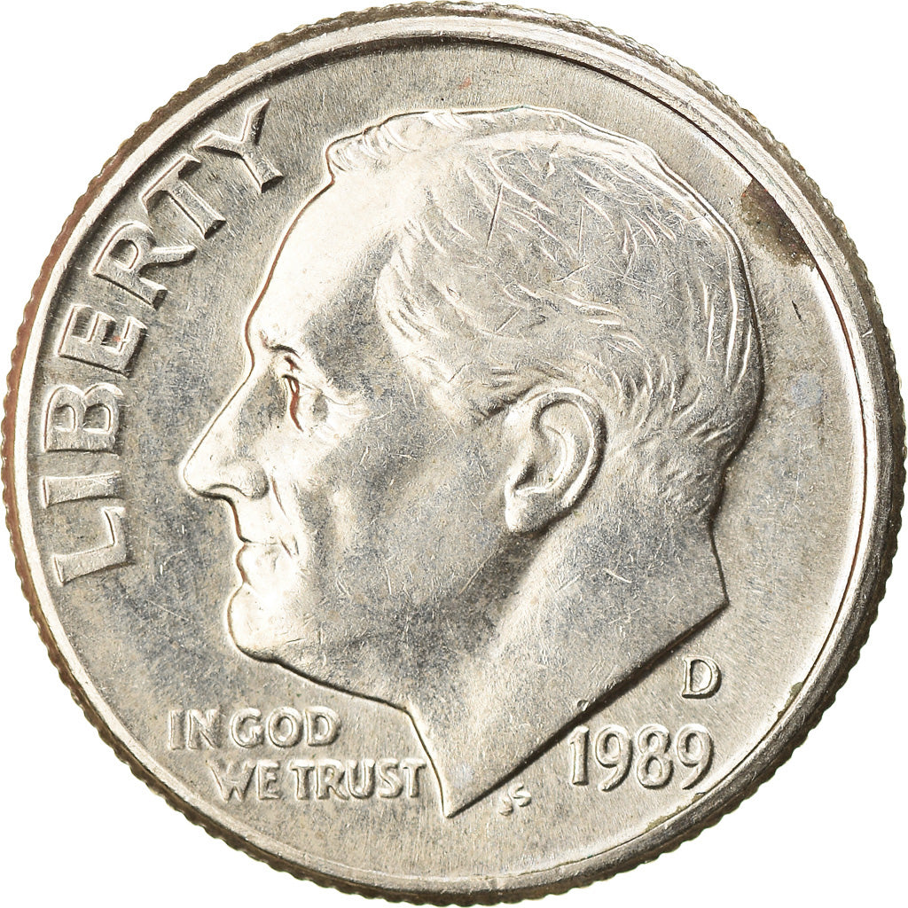 Moneta, Stati Uniti, Roosevelt Dime, Dime, 1989, U.S. Mint, Denver, BB, Rame