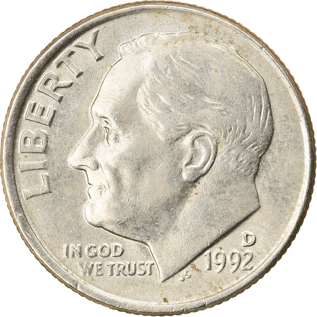 Monnaie, États-Unis, Roosevelt Dime, Dime, 1992, U.S. Mint, Denver, TTB