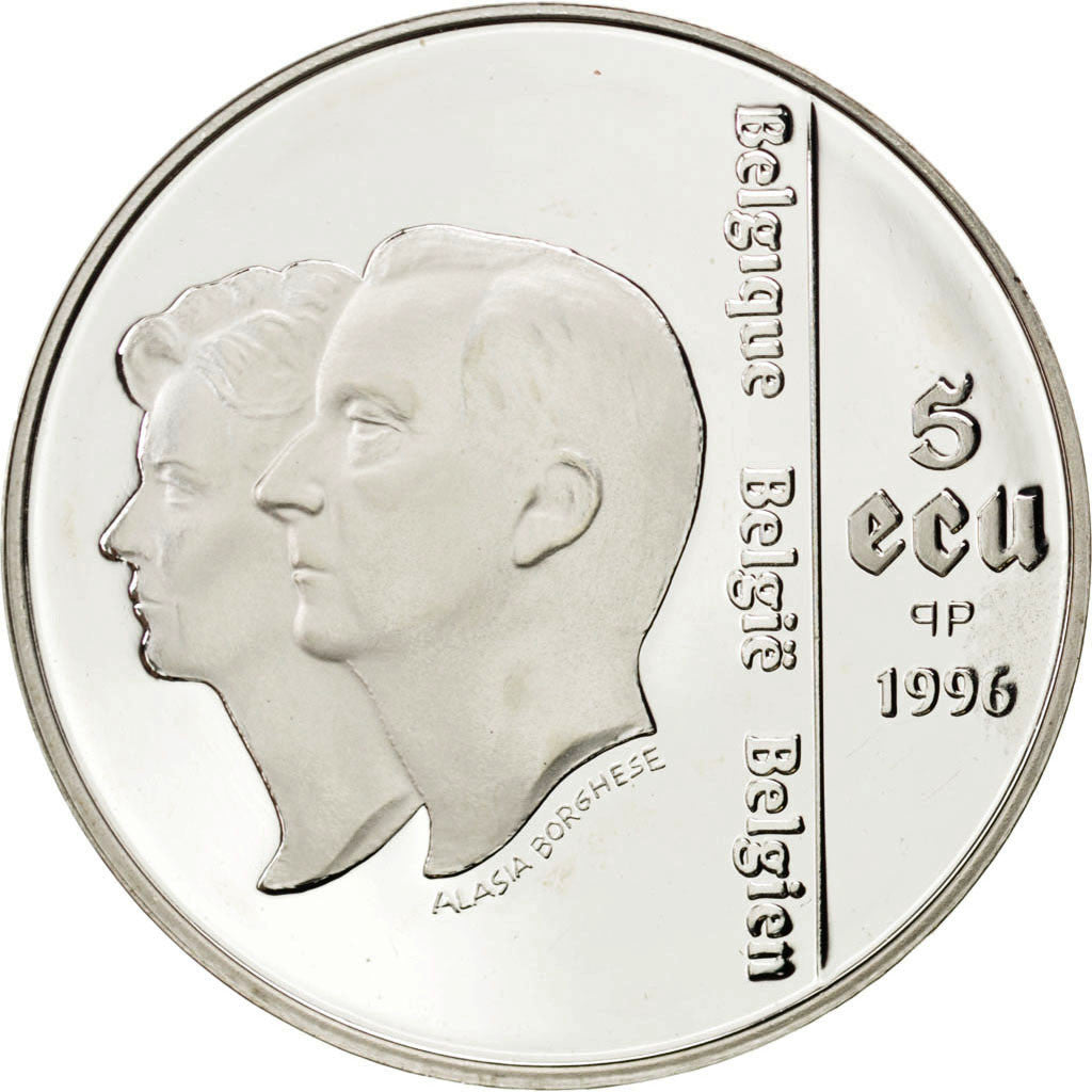BELGIUM, 5 ECU, 1996, KM #203, MS(65-70), Silver, 37, 22.00