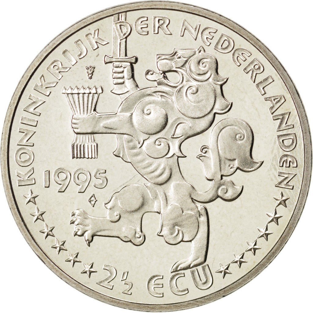 Netherlands, 2 1/2 Ecu, 1995, Utrecht, KM #89, MS(65-70), Cupro-nickel, 33,...