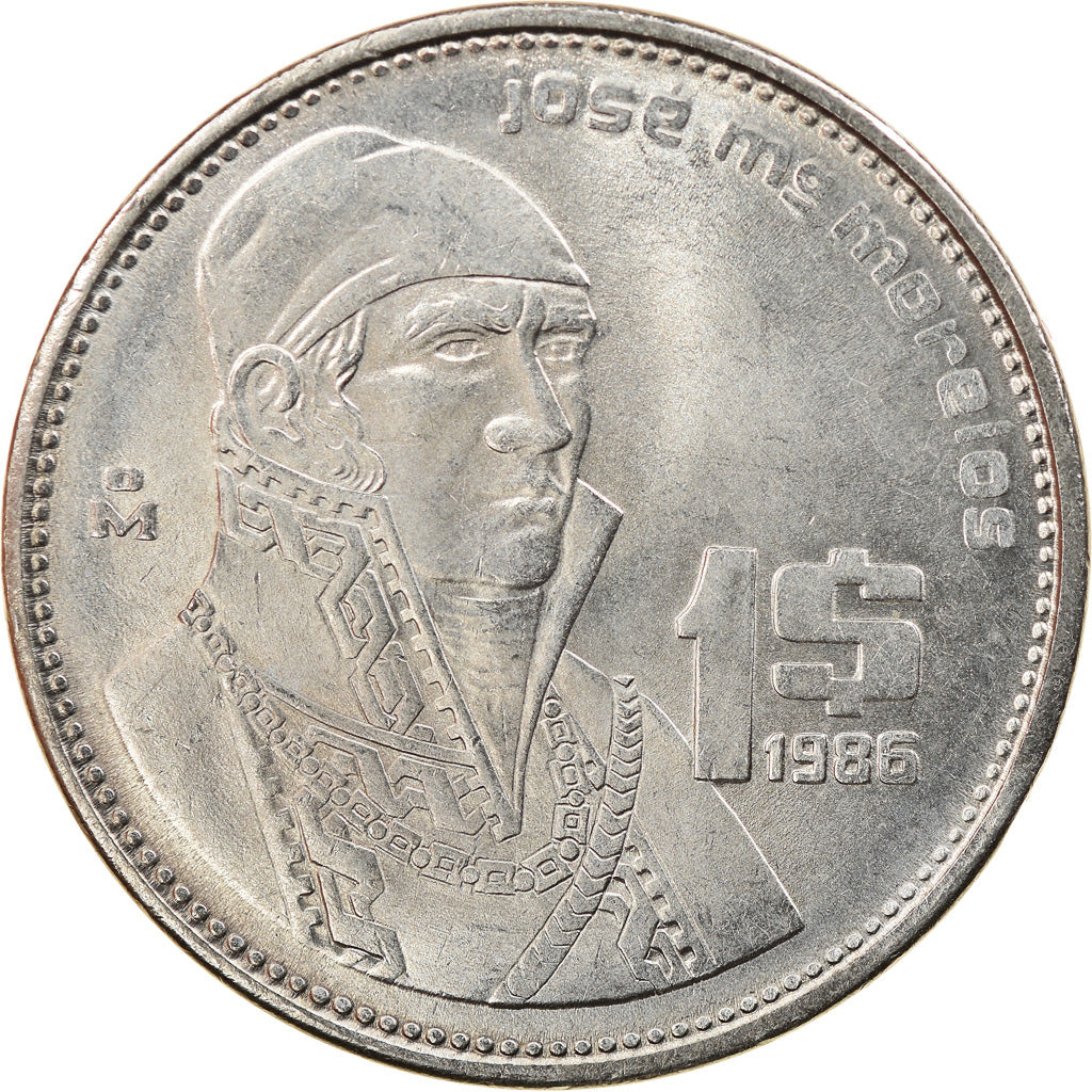 Moneta, Mexico, Peso, 1986, Mexico City, EF(40-45), Stal nierdzewna, KM:496