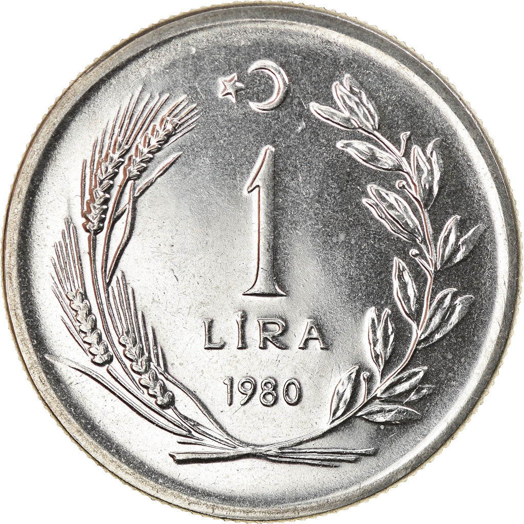 Coin, Turkey, Lira, 1980, MS(60-62), Stainless Steel, KM:937