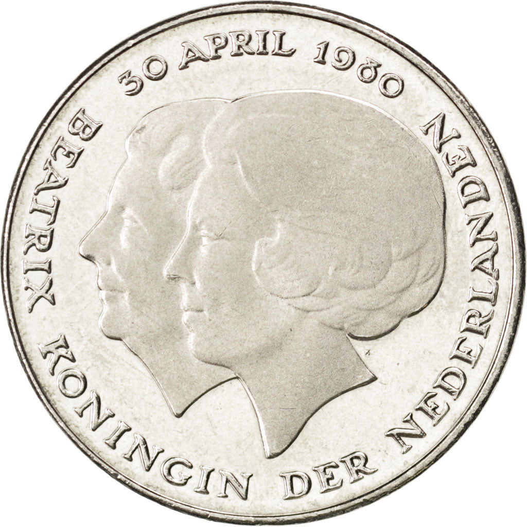 NETHERLANDS, 2-1/2 Gulden, 1980, KM #201, MS(65-70), Nickel, 29, 9.97