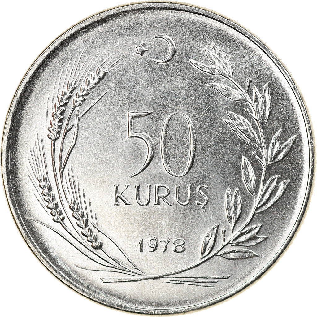 Coin, Turkey, 50 Kurus, 1978, AU(55-58), Stainless Steel, KM:913