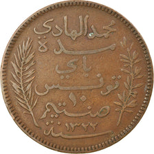Coin, Tunisia, Muhammad al-Hadi Bey, 10 Centimes, 1904, Paris, VF(30-35)