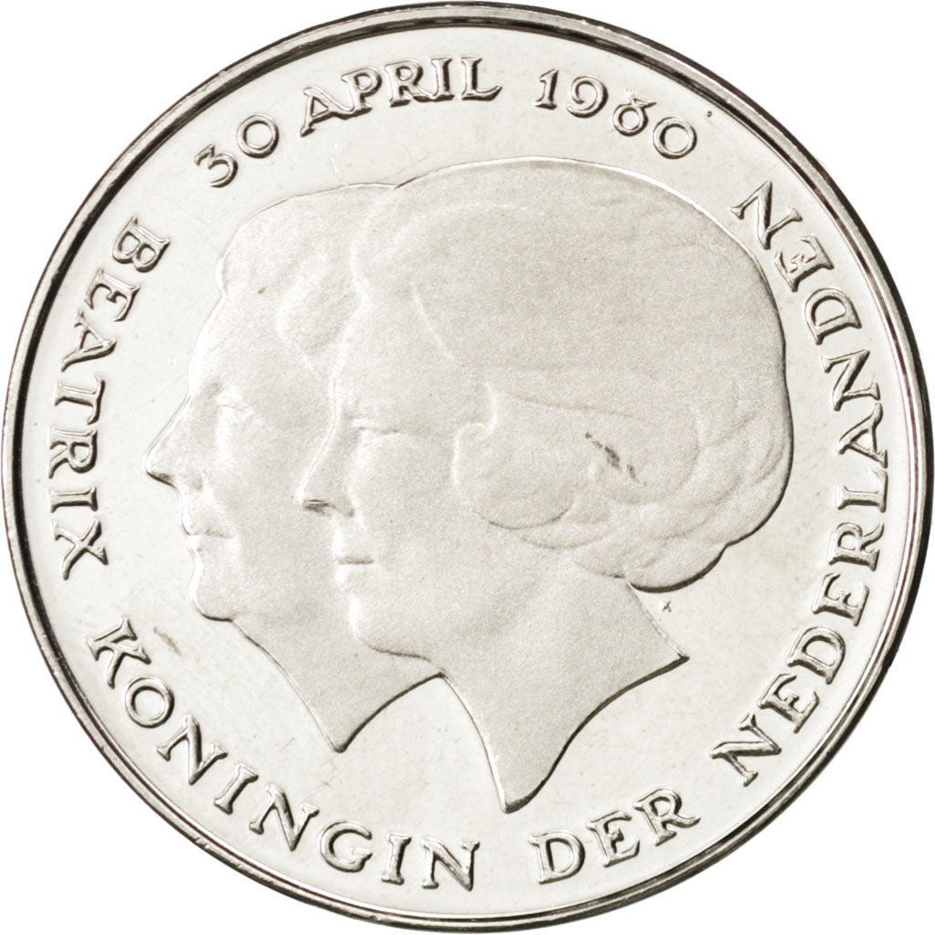 NETHERLANDS, Gulden, 1980, KM #200, MS(65-70), Nickel, 25, 6.01