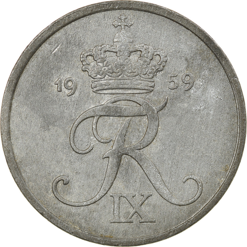 Monnaie, Danemark, Frederik IX, 5 Öre, 1959, Copenhagen, TB+, Zinc, KM:843.2