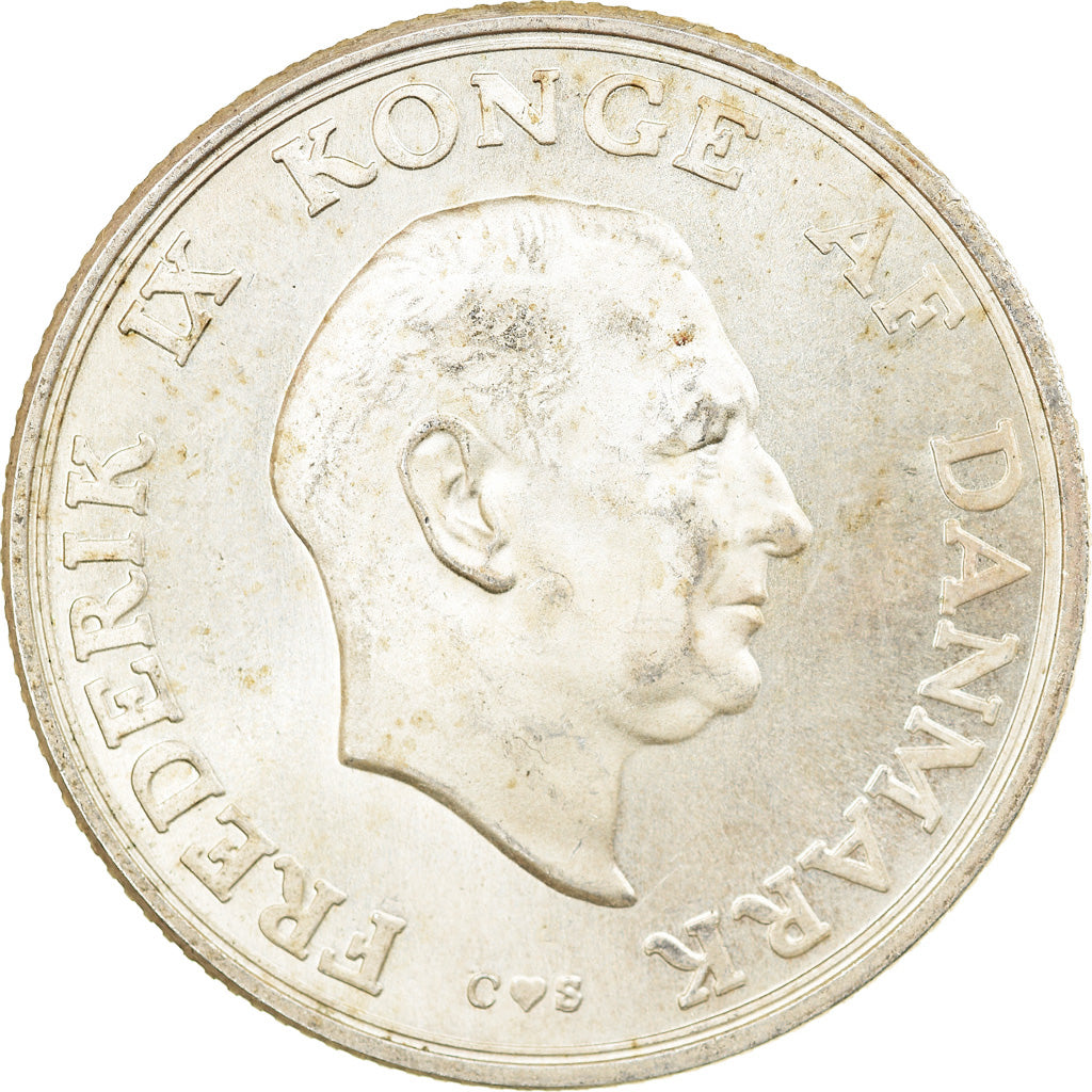 Coin, Denmark, Frederik IX, 2 Kroner, 1958, Copenhagen, AU(50-53), Silver