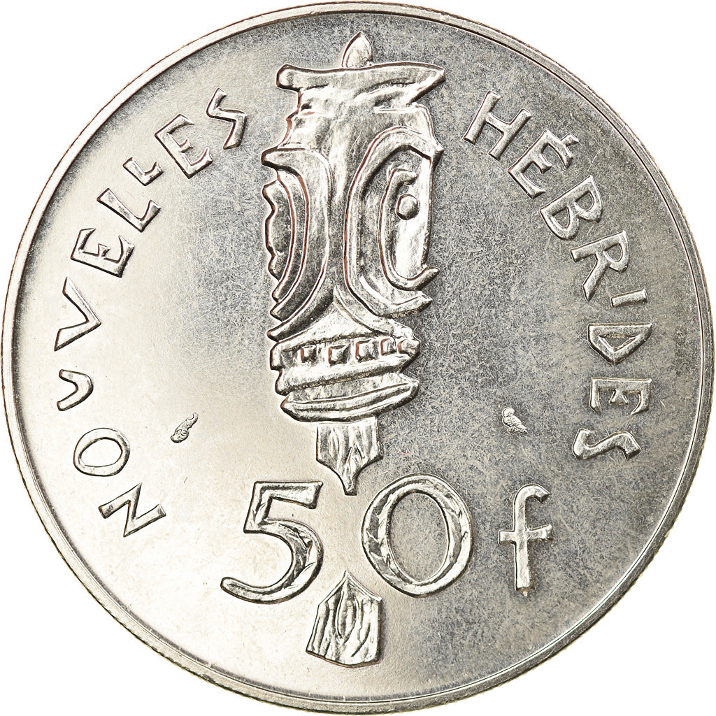 Coin, New Hebrides, 50 Francs, 1972, Paris, AU(55-58), Nickel, KM:7
