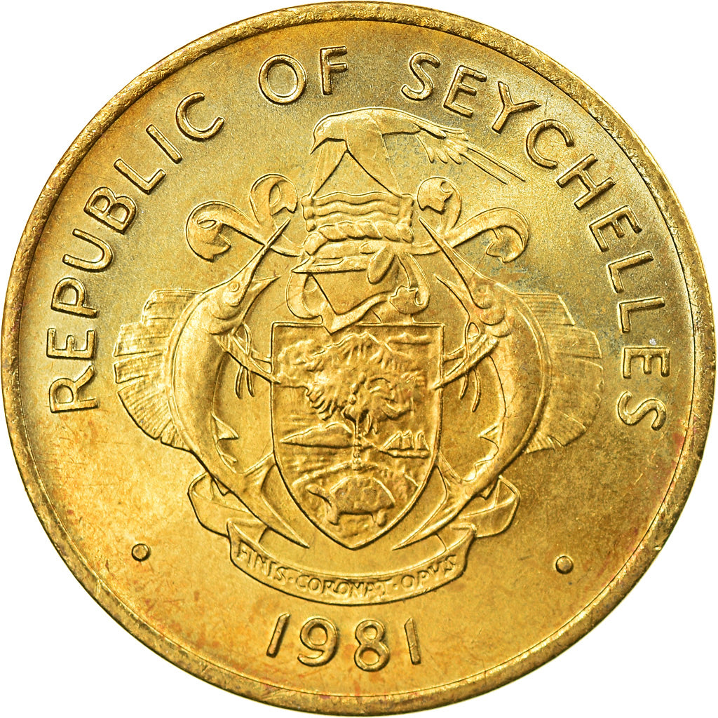 Münze, Seychelles, 10 Cents, 1981, British Royal Mint, VZ, Messing, KM:44