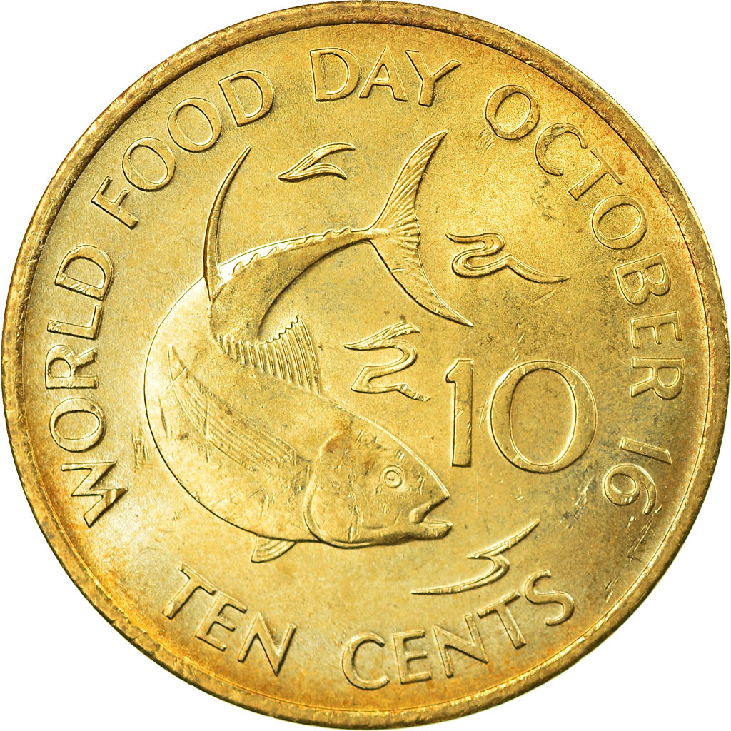 Münze, Seychelles, 10 Cents, 1981, British Royal Mint, VZ, Messing, KM:44