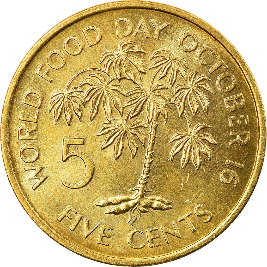 Coin, Seychelles, 5 Cents, 1981, British Royal Mint, EF(40-45), Brass, KM:43