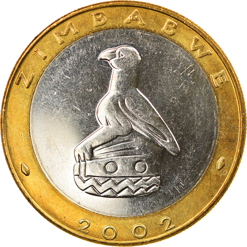 Coin, Zimbabwe, 5 Dollars, 2002, Harare, AU(55-58), Bi-Metallic, KM:13
