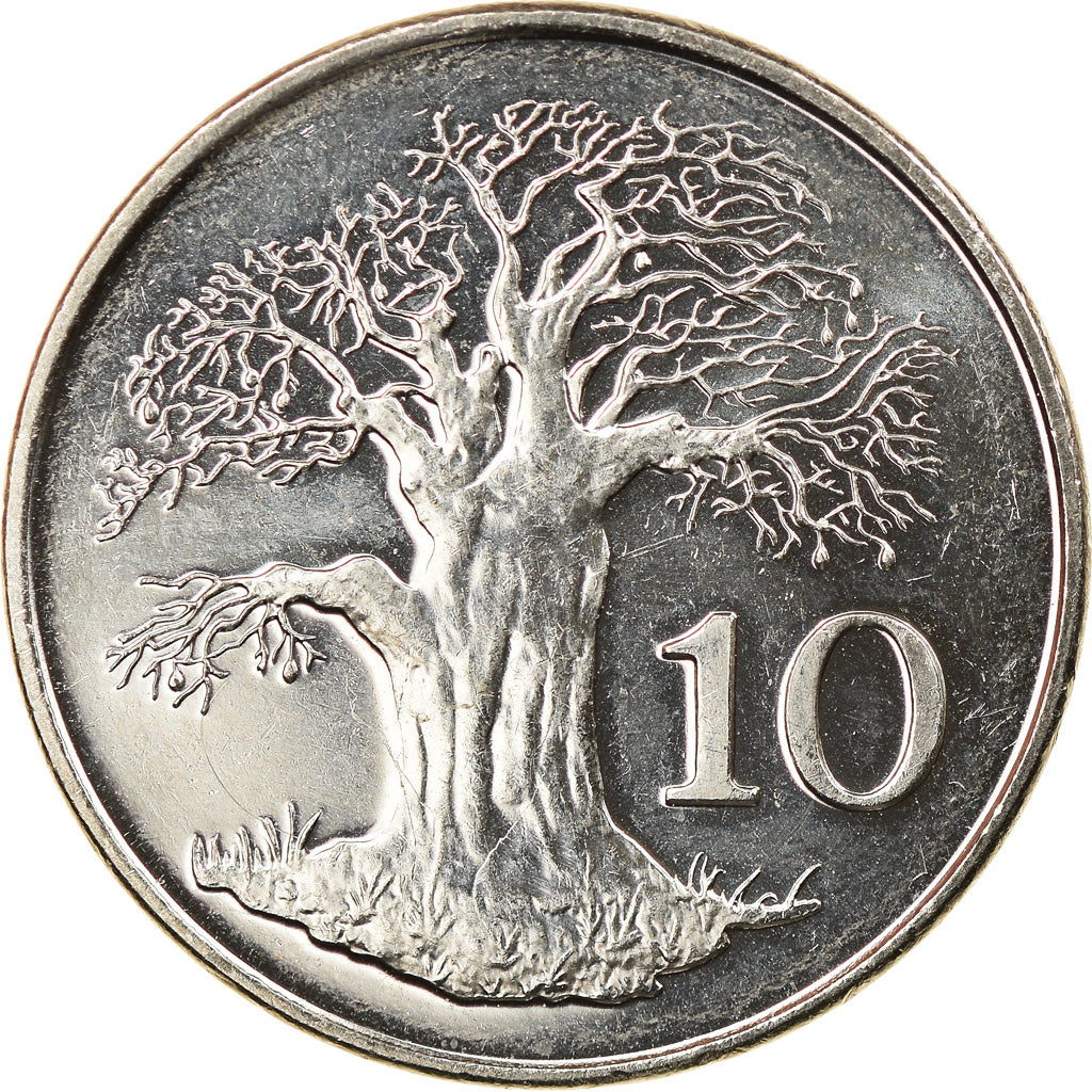 Munten, Zimbabwe, 10 Cents, 2002, Harare, ZF+, Nickel plated steel, KM:3a