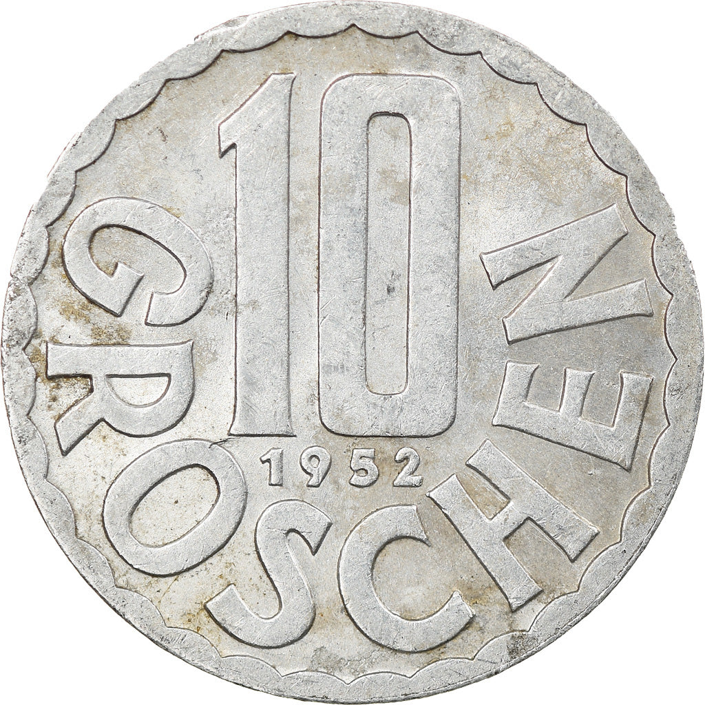 Moneta, Austria, 10 Groschen, 1952, Vienna, MB+, Alluminio, KM:2878