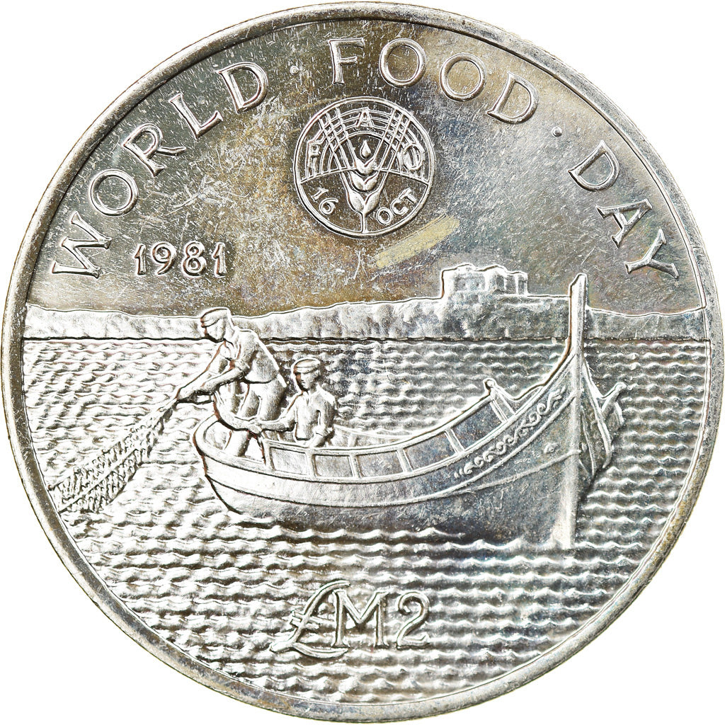 Coin, Malta, 2 Pounds, 1981, British Royal Mint, EF(40-45), Silver, KM:52